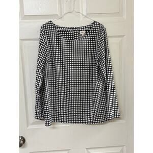 Merona Black & White Grid Print Long Sleeve Blouse
Size: L / G